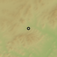 Shaded relief of the 53 km around Yebaishou, drawn from the GMTED2010 grid