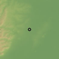 Shaded relief of the 55 km around Yigou, drawn from the GMTED2010 grid
