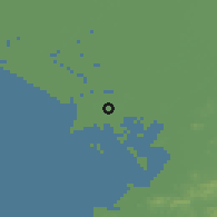 Shaded relief of the 53 km around Yingkou, drawn from the GMTED2010 grid