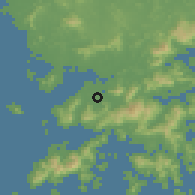 Shaded relief of the 58 km around Yuanlong, drawn from the GMTED2010 grid