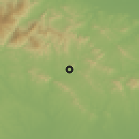 Shaded relief of the 55 km around Yunyang, drawn from the GMTED2010 grid