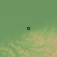Shaded relief of the 54 km around Zhangjiawa, drawn from the GMTED2010 grid