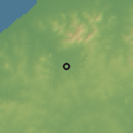 Shaded relief of the 54 km around Zhaocheng, drawn from the GMTED2010 grid