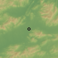 Shaded relief of the 56 km around Choucheng, drawn from the GMTED2010 grid