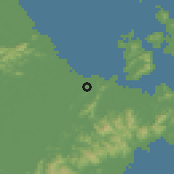 Shaded relief of the 56 km around Zhenhai, drawn from the GMTED2010 grid