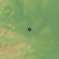 Shaded relief of the 56 km around Zhicheng, drawn from the GMTED2010 grid