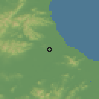 Shaded relief of the 56 km around Zhicheng, drawn from the GMTED2010 grid