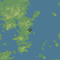 Shaded relief of the 58 km around Zhuhai, drawn from the GMTED2010 grid