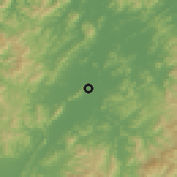 Shaded relief of the 56 km around Zhuji, drawn from the GMTED2010 grid