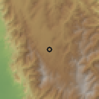 Shaded relief of the 60 km around Ábrego, drawn from the GMTED2010 grid