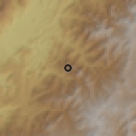 Shaded relief of the 60 km around Bolívar, drawn from the GMTED2010 grid