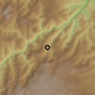 Shaded relief of the 60 km around Briceño, drawn from the GMTED2010 grid