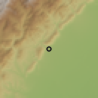 Shaded relief of the 60 km around Aguazul, drawn from the GMTED2010 grid