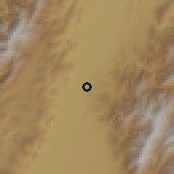 Shaded relief of the 60 km around Buga, drawn from the GMTED2010 grid