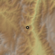 Shaded relief of the 60 km around Buriticá, drawn from the GMTED2010 grid