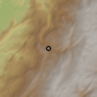 Shaded relief of the 60 km around Cabrera, drawn from the GMTED2010 grid