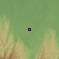 Shaded relief of the 60 km around Cáceres, drawn from the GMTED2010 grid