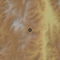Shaded relief of the 60 km around Caicedo, drawn from the GMTED2010 grid
