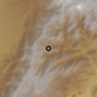 Shaded relief of the 60 km around Cajamarca, drawn from the GMTED2010 grid