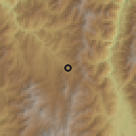 Shaded relief of the 60 km around Cañasgordas, drawn from the GMTED2010 grid
