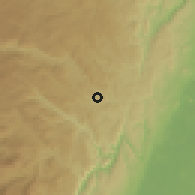 Shaded relief of the 60 km around Caracolí, drawn from the GMTED2010 grid