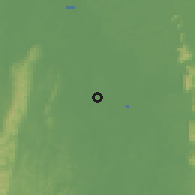 Shaded relief of the 60 km around Carmen del Darién, drawn from the GMTED2010 grid