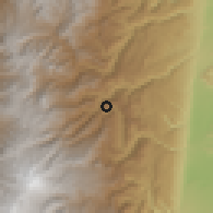 Shaded relief of the 60 km around Casabianca, drawn from the GMTED2010 grid