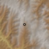 Shaded relief of the 60 km around Cerrito, drawn from the GMTED2010 grid