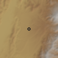 Shaded relief of the 60 km around Alcalá, drawn from the GMTED2010 grid