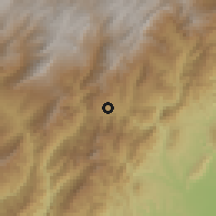 Shaded relief of the 60 km around Chámeza, drawn from the GMTED2010 grid