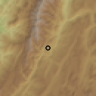 Shaded relief of the 60 km around Chima, drawn from the GMTED2010 grid