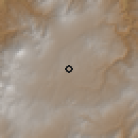 Shaded relief of the 60 km around Aldana, drawn from the GMTED2010 grid