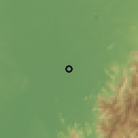 Shaded relief of the 60 km around Chiriguaná, drawn from the GMTED2010 grid