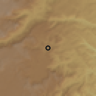 Shaded relief of the 60 km around Alejandría, drawn from the GMTED2010 grid