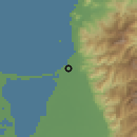 Shaded relief of the 60 km around Ciénaga, drawn from the GMTED2010 grid
