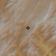 Shaded relief of the 60 km around Ciénega, drawn from the GMTED2010 grid