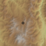 Shaded relief of the 60 km around Abriaquí, drawn from the GMTED2010 grid
