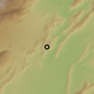 Shaded relief of the 60 km around Coello, drawn from the GMTED2010 grid