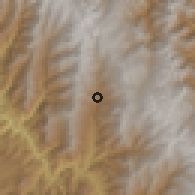 Shaded relief of the 60 km around Concepción, drawn from the GMTED2010 grid