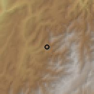 Shaded relief of the 60 km around Coromoro, drawn from the GMTED2010 grid