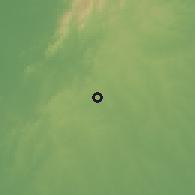 Shaded relief of the 60 km around Corozal, drawn from the GMTED2010 grid