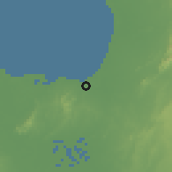 Shaded relief of the 60 km around Coveñas, drawn from the GMTED2010 grid