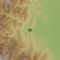 Shaded relief of the 60 km around Cubará, drawn from the GMTED2010 grid