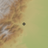 Shaded relief of the 60 km around Cubarral, drawn from the GMTED2010 grid