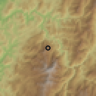 Shaded relief of the 60 km around Cumbitara, drawn from the GMTED2010 grid