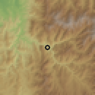 Shaded relief of the 60 km around Dabeiba, drawn from the GMTED2010 grid