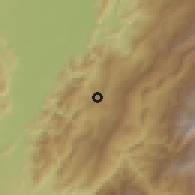 Shaded relief of the 60 km around Dolores, drawn from the GMTED2010 grid