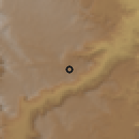 Shaded relief of the 60 km around Don Matías, drawn from the GMTED2010 grid