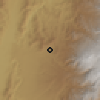 Shaded relief of the 60 km around Dos Quebradas, drawn from the GMTED2010 grid