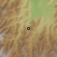 Shaded relief of the 60 km around Durania, drawn from the GMTED2010 grid